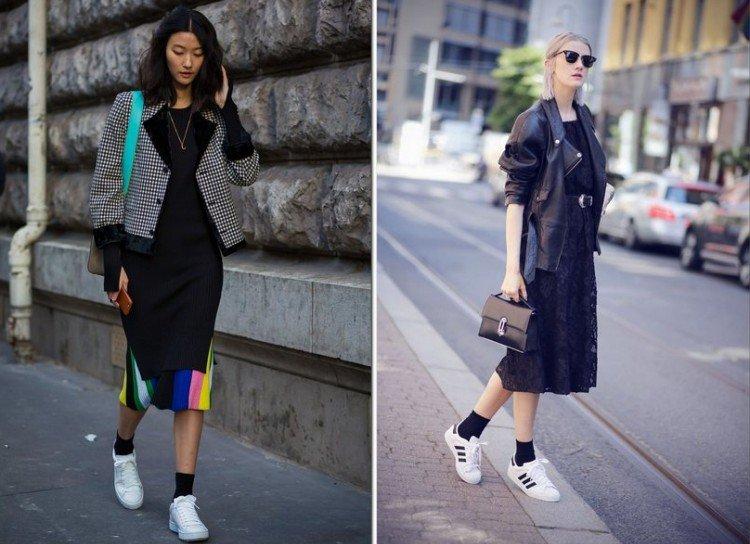 Robe avec baskets et chaussettes