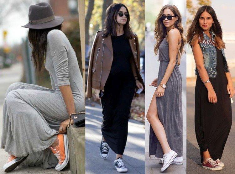 Robe longue avec baskets