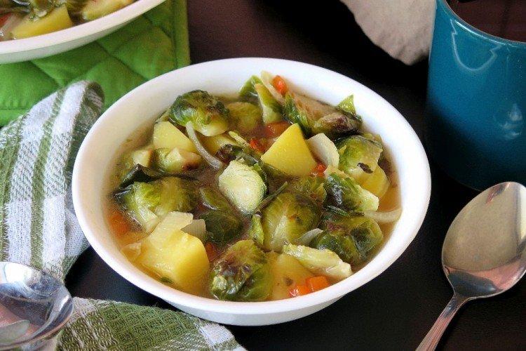 Soupe poulet et choux de Bruxelles