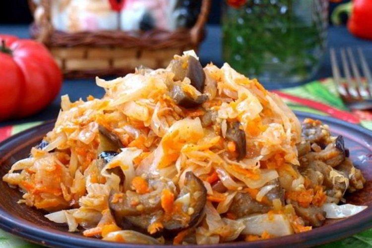Chou mijoté aux aubergines