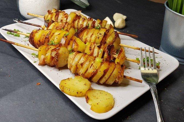 Pommes de terre au bacon en papillote