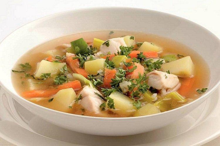 Soupe de poisson à la truite et légumes surgelés