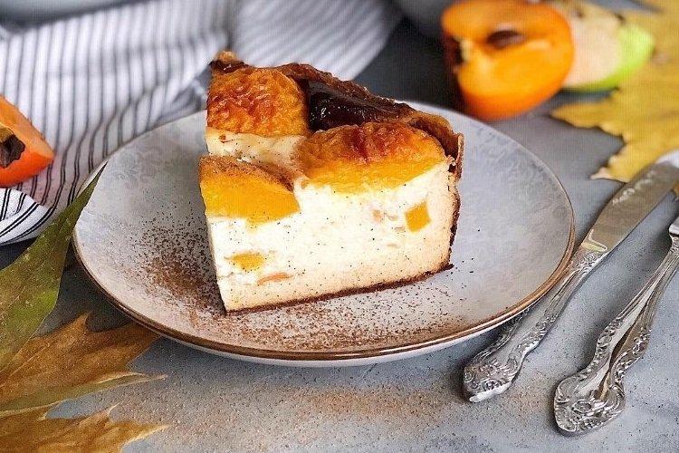 Casserole de caillé à la semoule et aux pêches