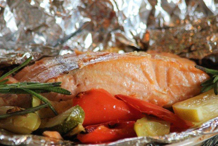 Truite aux légumes au four