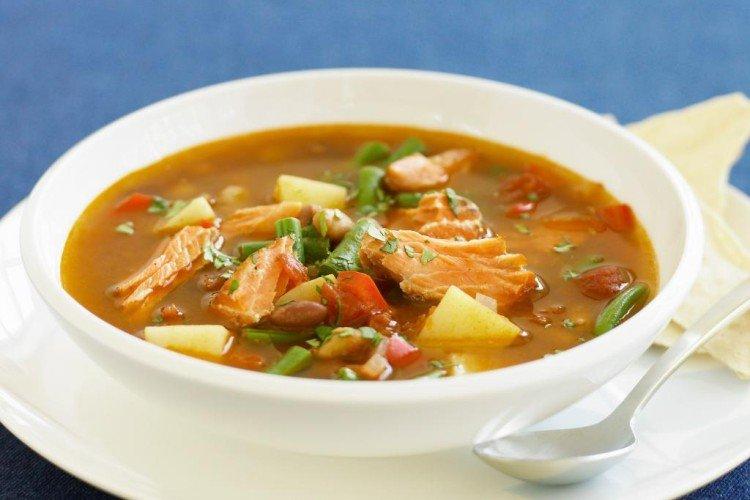 Soupe de haricots à la truite