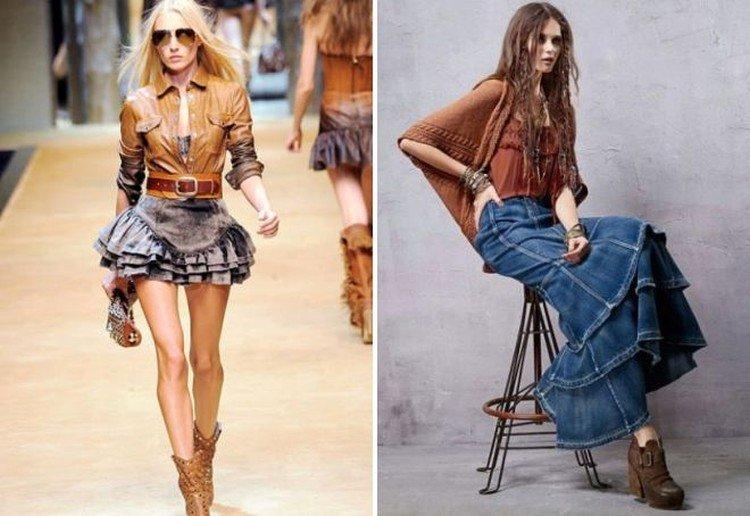 Jupe en jean à volants