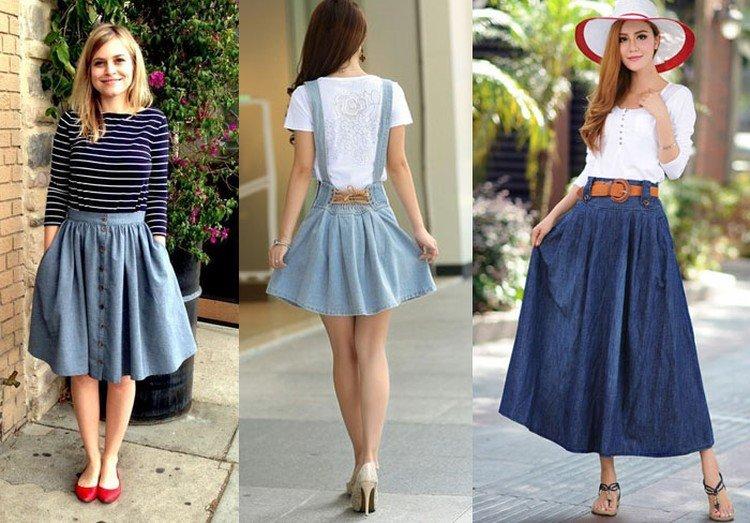 Jupe évasée en jean