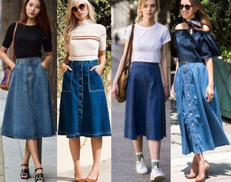 Jupe évasée en jean