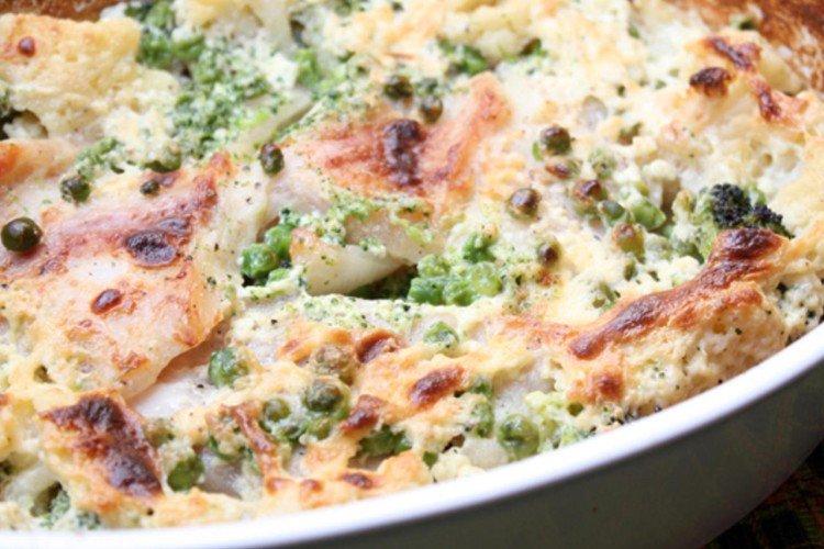 Poisson au four avec chou-fleur et brocoli