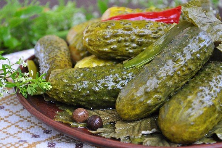 Concombres légèrement salés avec du pain