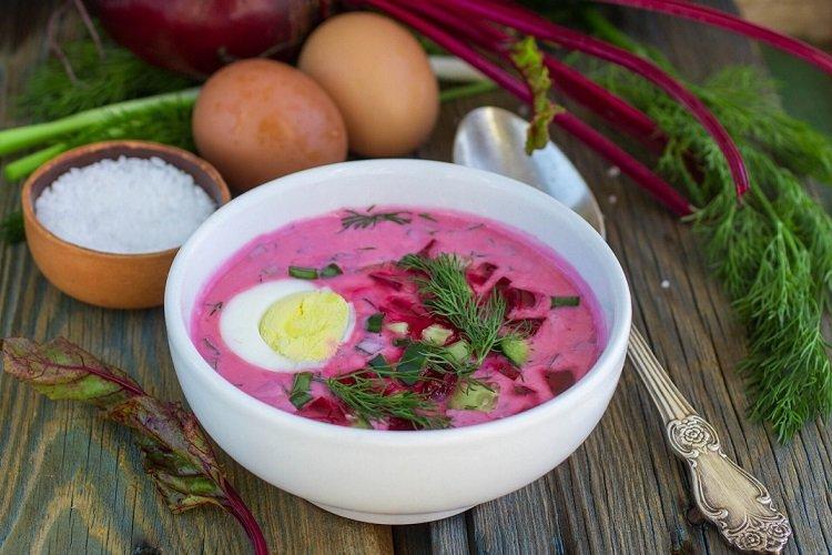 Betterave froide au jambon et au kéfir