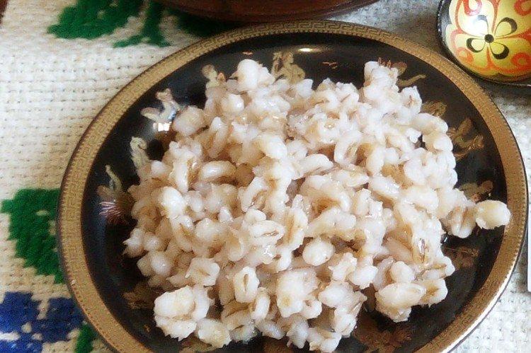 Bouillie d'orge avec du fromage cottage