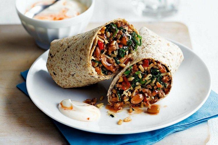 Burrito avec riz et légumes