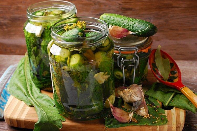 Concombres légèrement salés aux feuilles parfumées