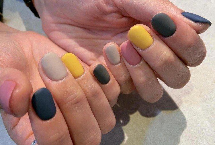 Manucure multicolore mate