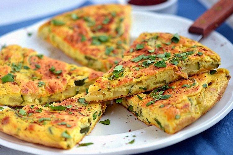 Omelette aux courgettes et suluguni