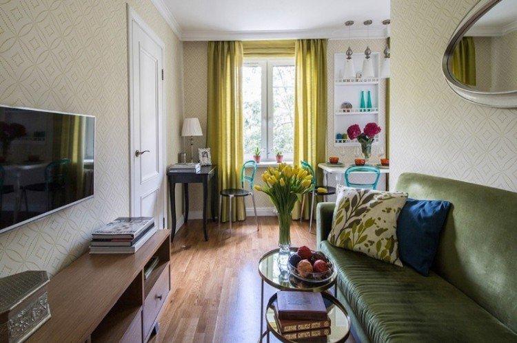 Salon vert moderne - Design d'intérieur