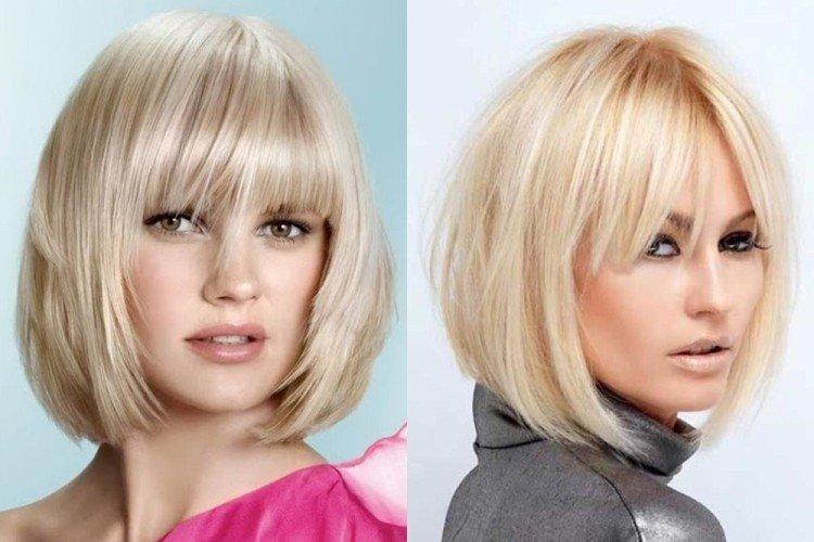 Bob gradué avec frange droite pour cheveux mi-longs