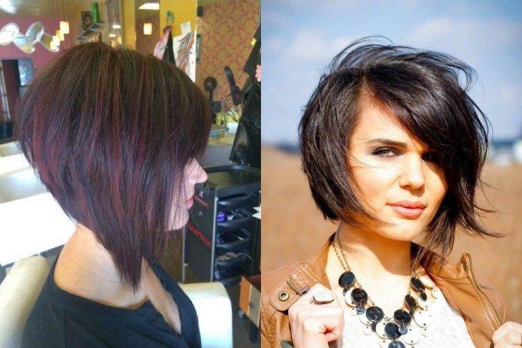 Bob gradué avec asymétrie pour cheveux mi-longs