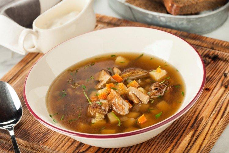 Soupe de champignons aux cèpes avec de la viande - recettes