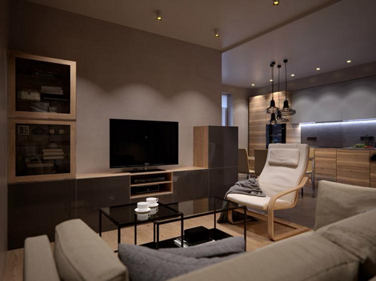 L'intérieur de l'appartement est de 50 m².