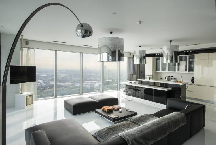 Intérieur d'un appartement dans la tour Petersburg, Moscow-City