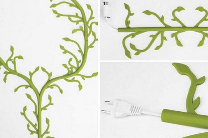 Branches de plantes sèches et artificielles - comment cacher les fils du téléviseur