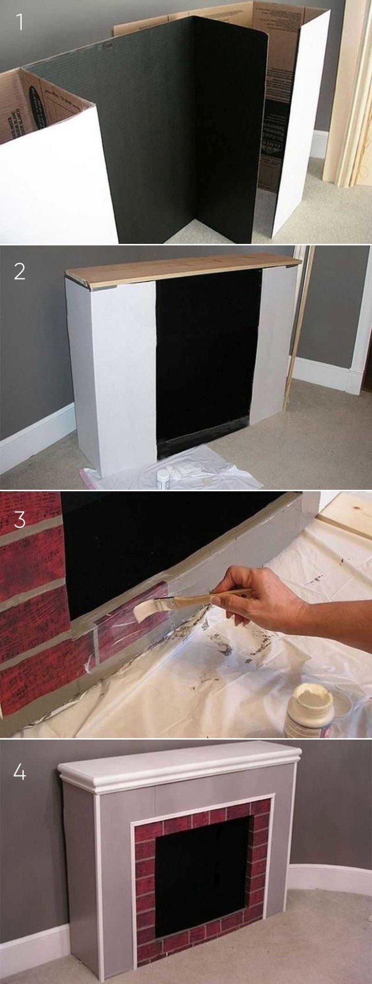 Cheminée de bricolage à partir d'une grande boîte