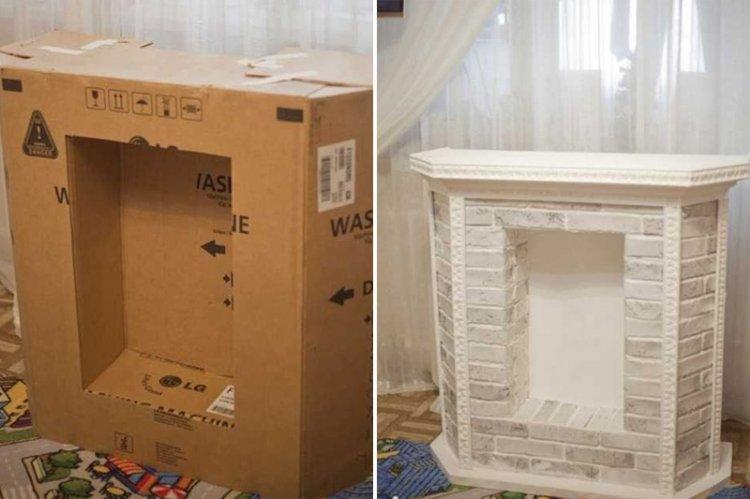 Cheminée à faire soi-même de forme complexe à partir de boîtes