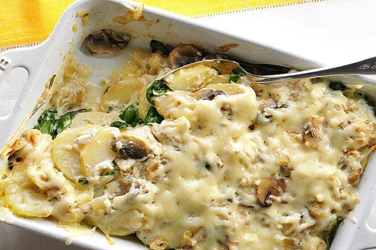 Pommes de terre aux champignons et fromage au four - recettes