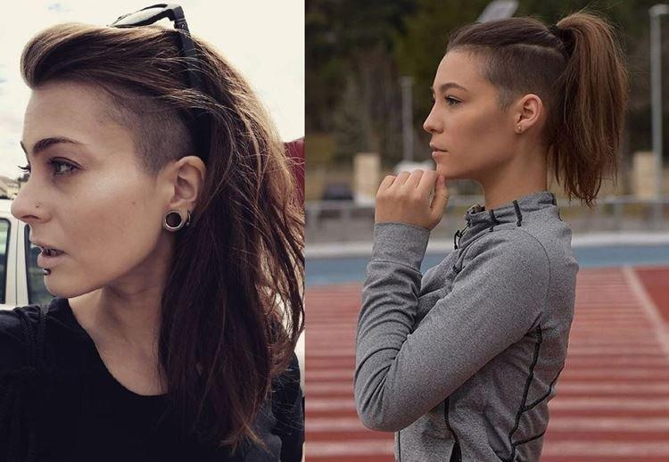 Cascade pour cheveux mi-longs sans frange aux tempes rasées