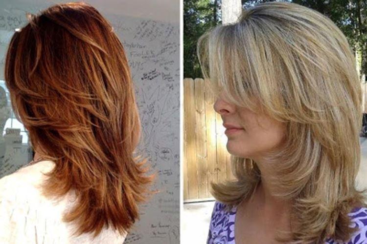 Double cascade pour cheveux mi-longs avec frange