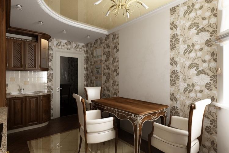 Combinaison verticale et horizontale de papier peint dans la cuisine