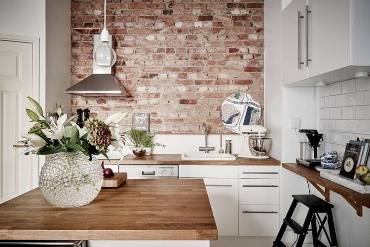 Comment combiner des textures dans la cuisine - Combiner du papier peint dans la cuisine