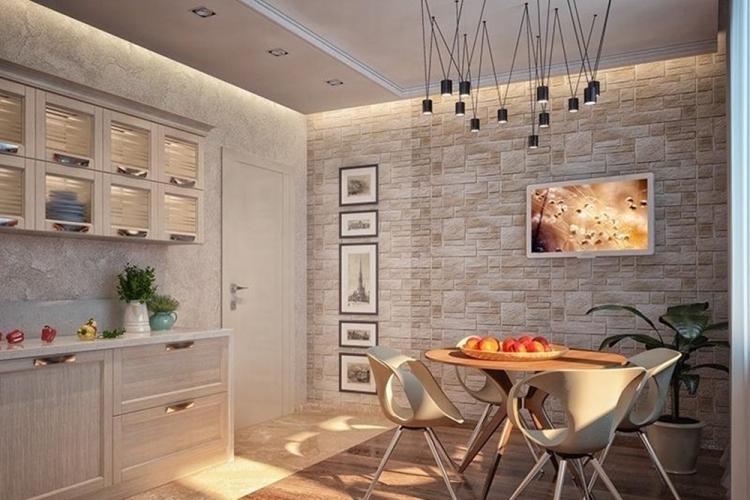 Comment combiner des textures dans la cuisine - Combiner du papier peint dans la cuisine