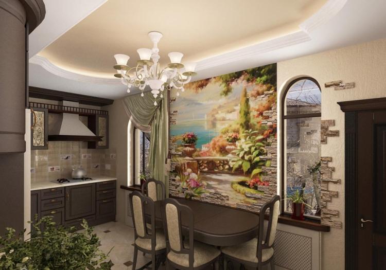 Décorer des niches et des panneaux muraux - Combiner du papier peint dans la cuisine