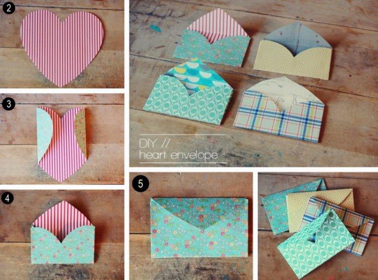 DIY enveloppe papier A4 coeur - comment faire