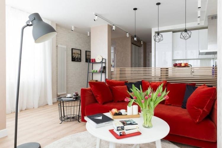 Couleur rouge à l'intérieur du salon - photo