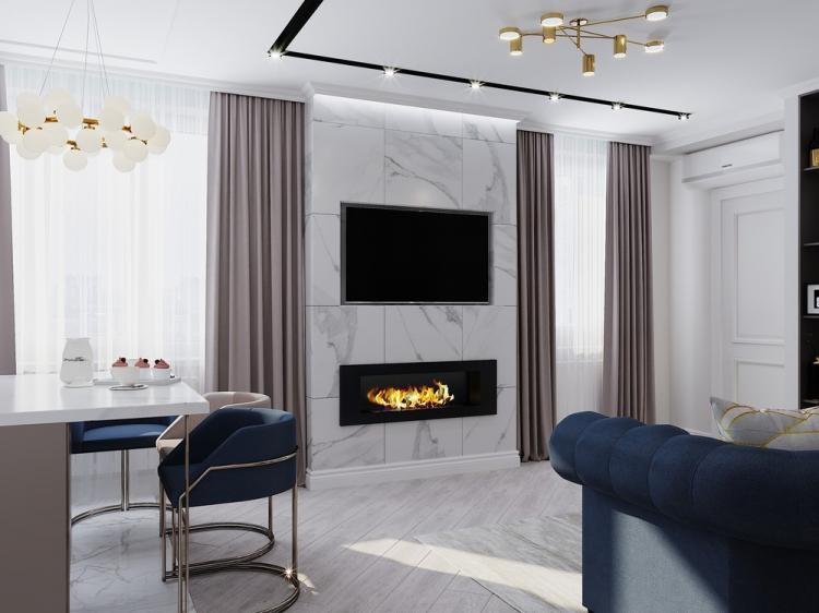 Cuisine-salon Or élégant - design d'intérieur