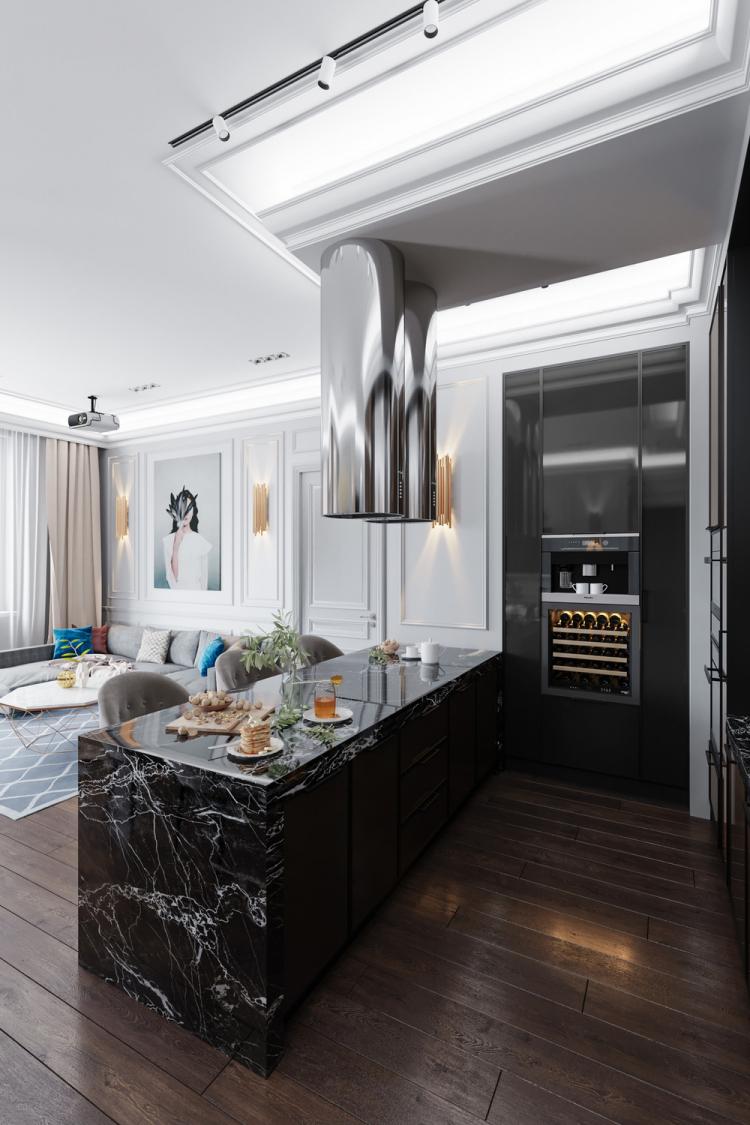 Cuisine-salon Après la pluie - design d'intérieur