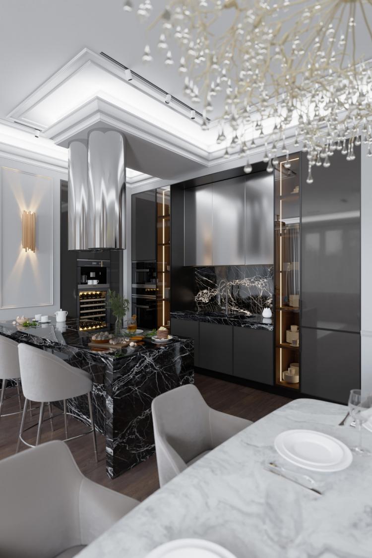 Cuisine-salon Après la pluie - design d'intérieur