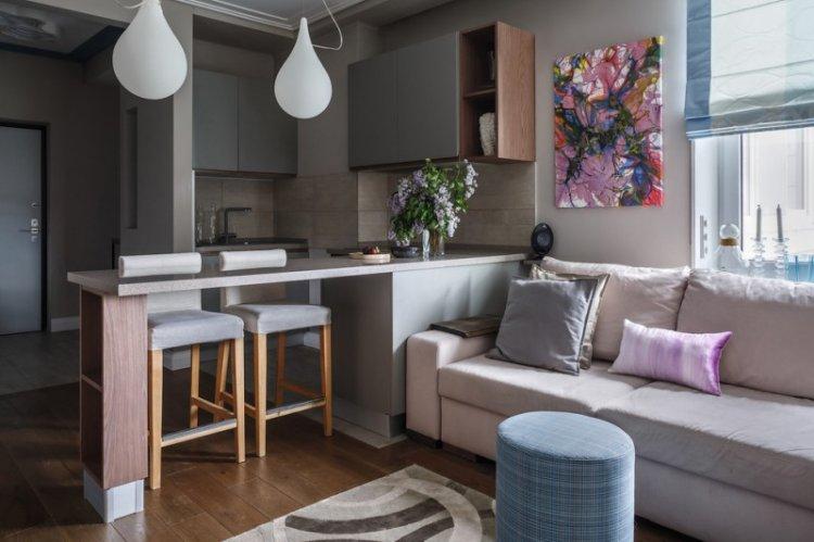 Conception de cuisine-salon dans un style moderne - photo