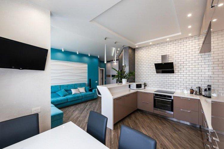 Conception de cuisine-salon dans un style moderne - photo