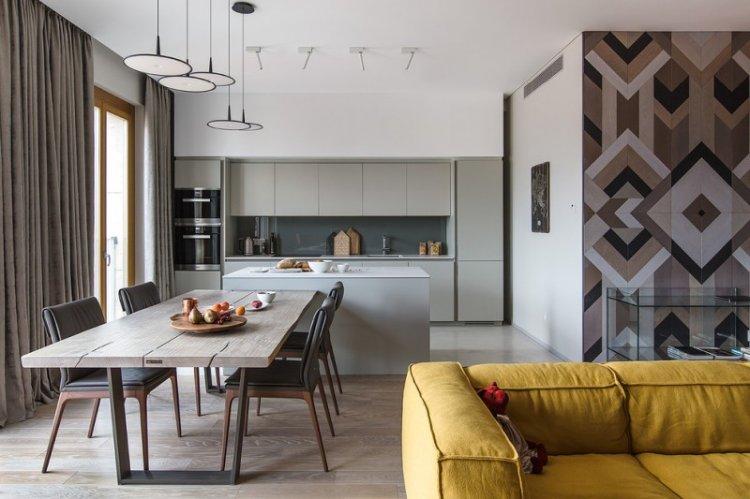 Conception de cuisine-salon dans un style moderne - photo