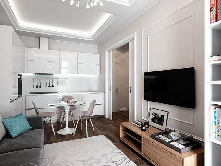 Appartement dans le complexe résidentiel Smolny Park - design d'intérieur