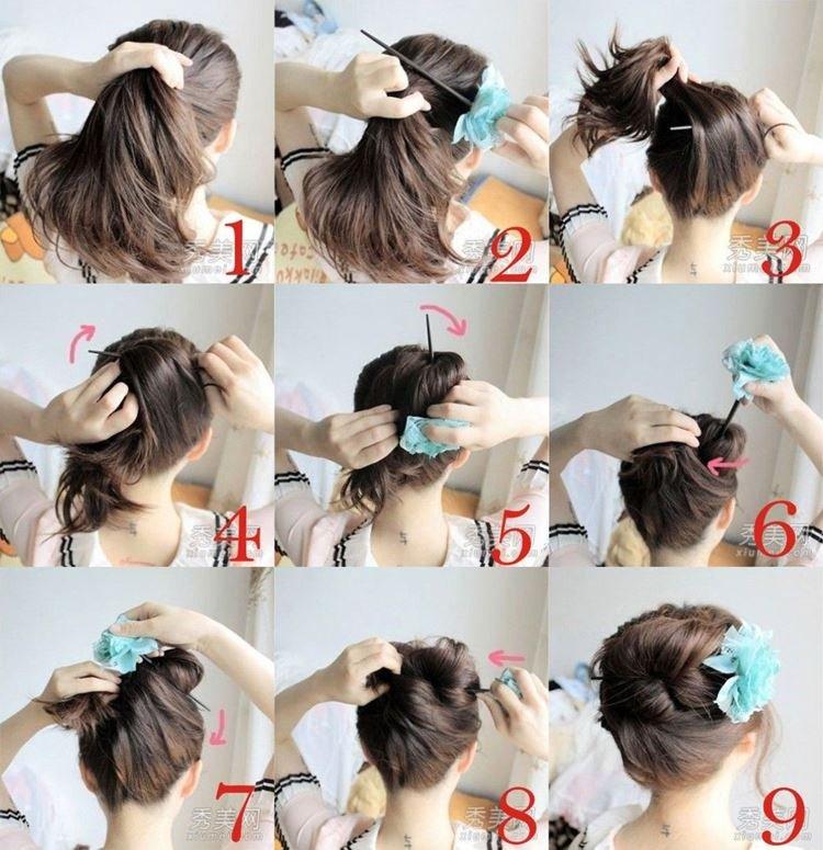 Chignon rapide sur un bâton - Coiffures faciles à l'école pour vous-même en 5 minutes