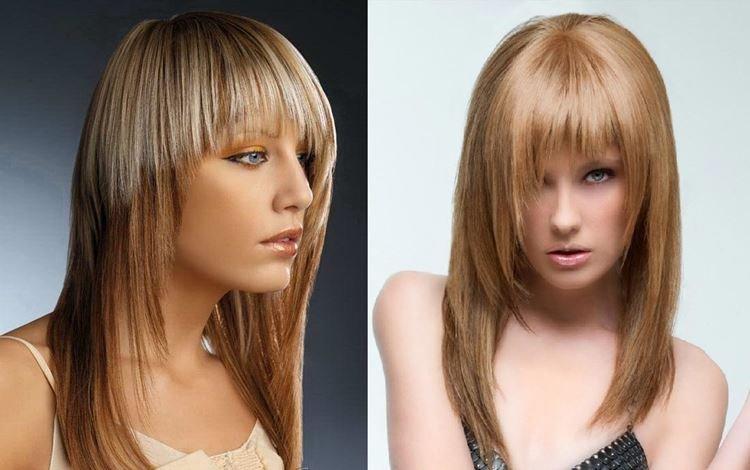 Echelle asymétrique pour cheveux mi-longs avec frange