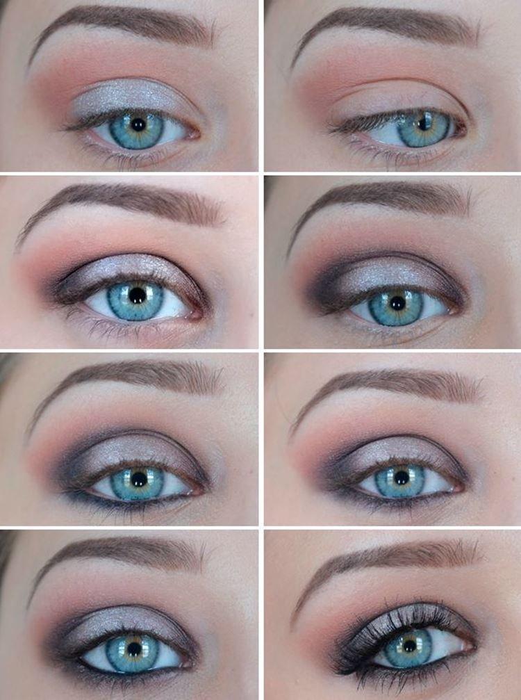 Maquillage pour les yeux bleus - photos étape par étape