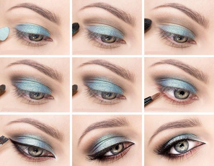 Maquillage pour les yeux bleus - photos étape par étape