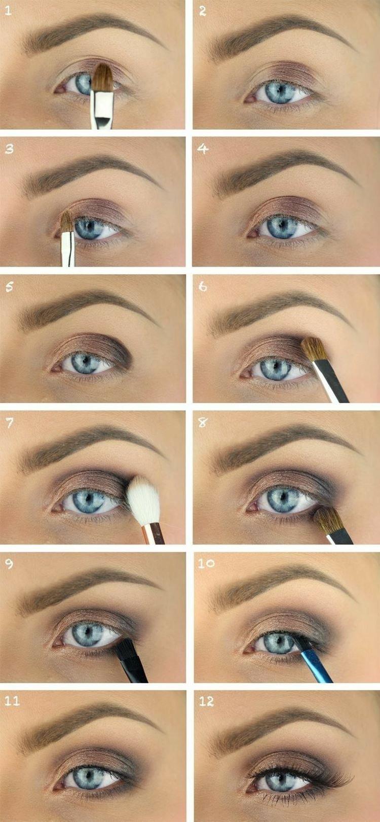 Maquillage pour les yeux bleus - photos étape par étape